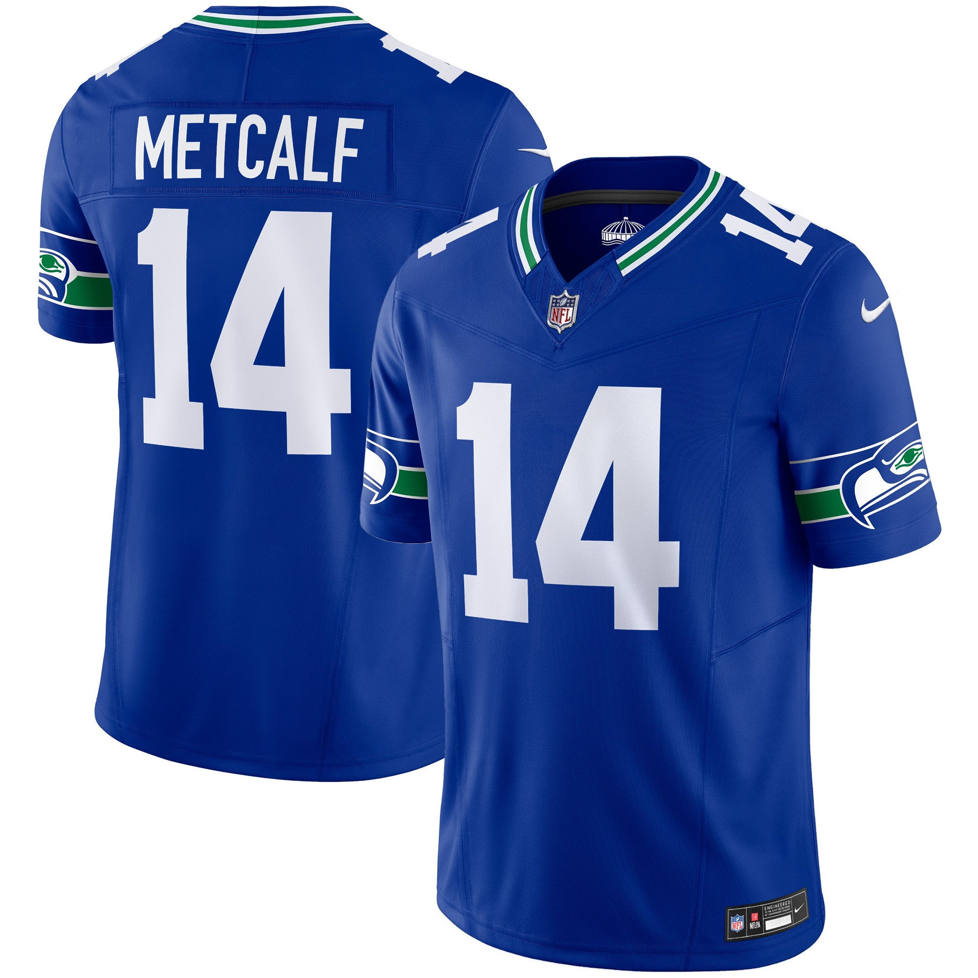 Men's Seattle Seahawks Throwback Vapor Limited Jersey - All Stitched - Royal, Dk Metcalf