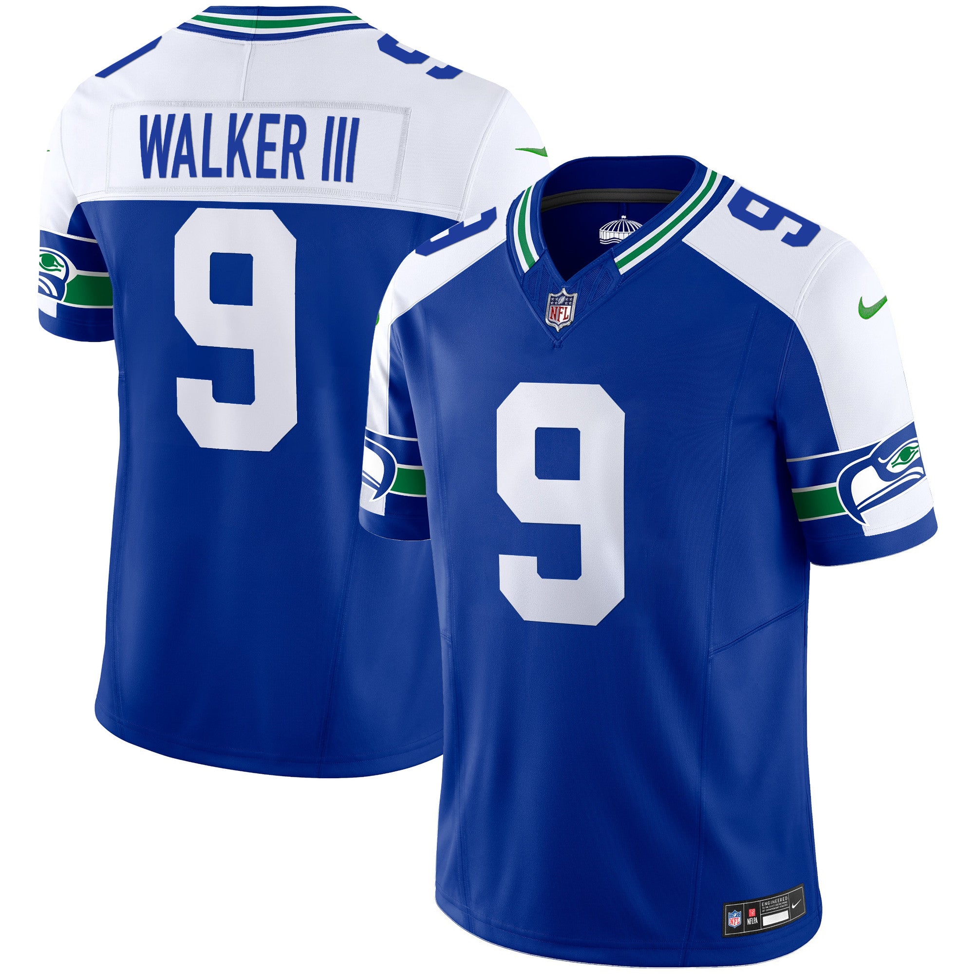 Men's Seattle Seahawks Throwback Vapor Limited Jersey - All Stitched - Royal Alternate, Walker III