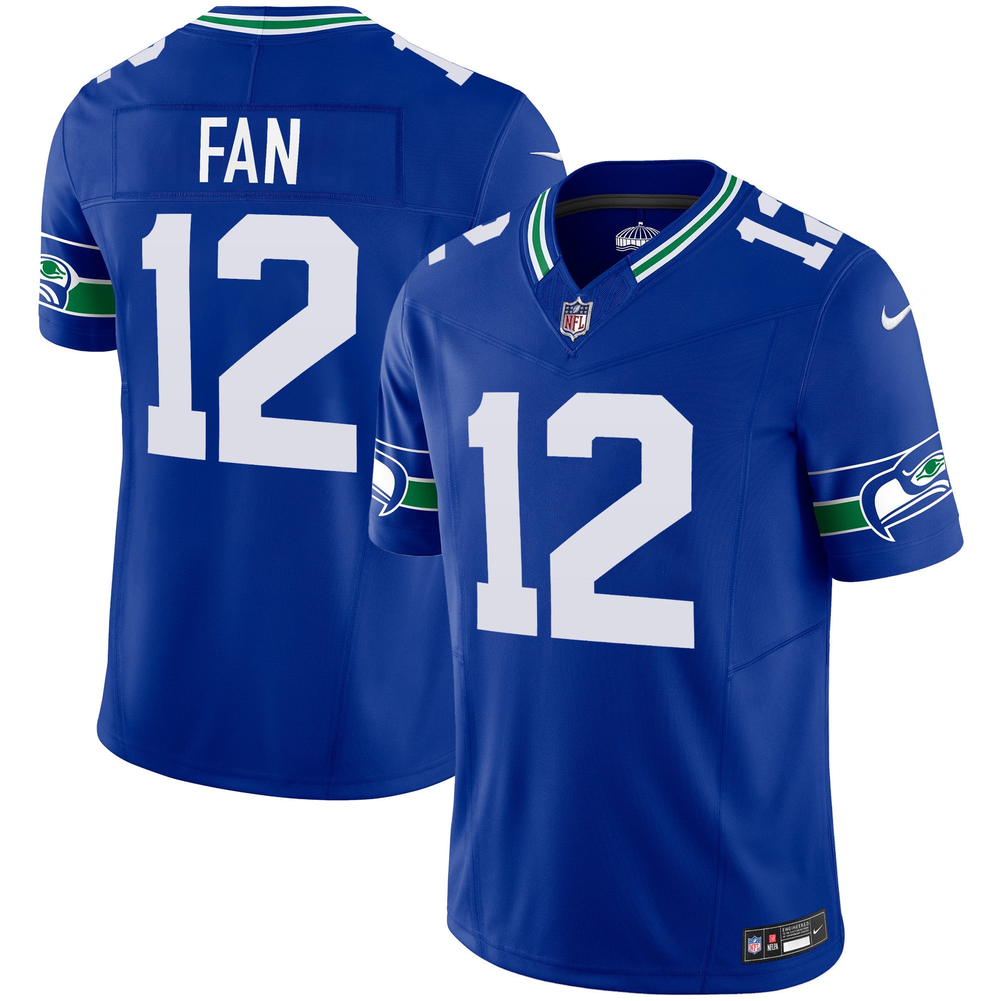 Men's Seattle Seahawks Throwback Vapor Limited Jersey - All Stitched - Royal, 12Th Fan