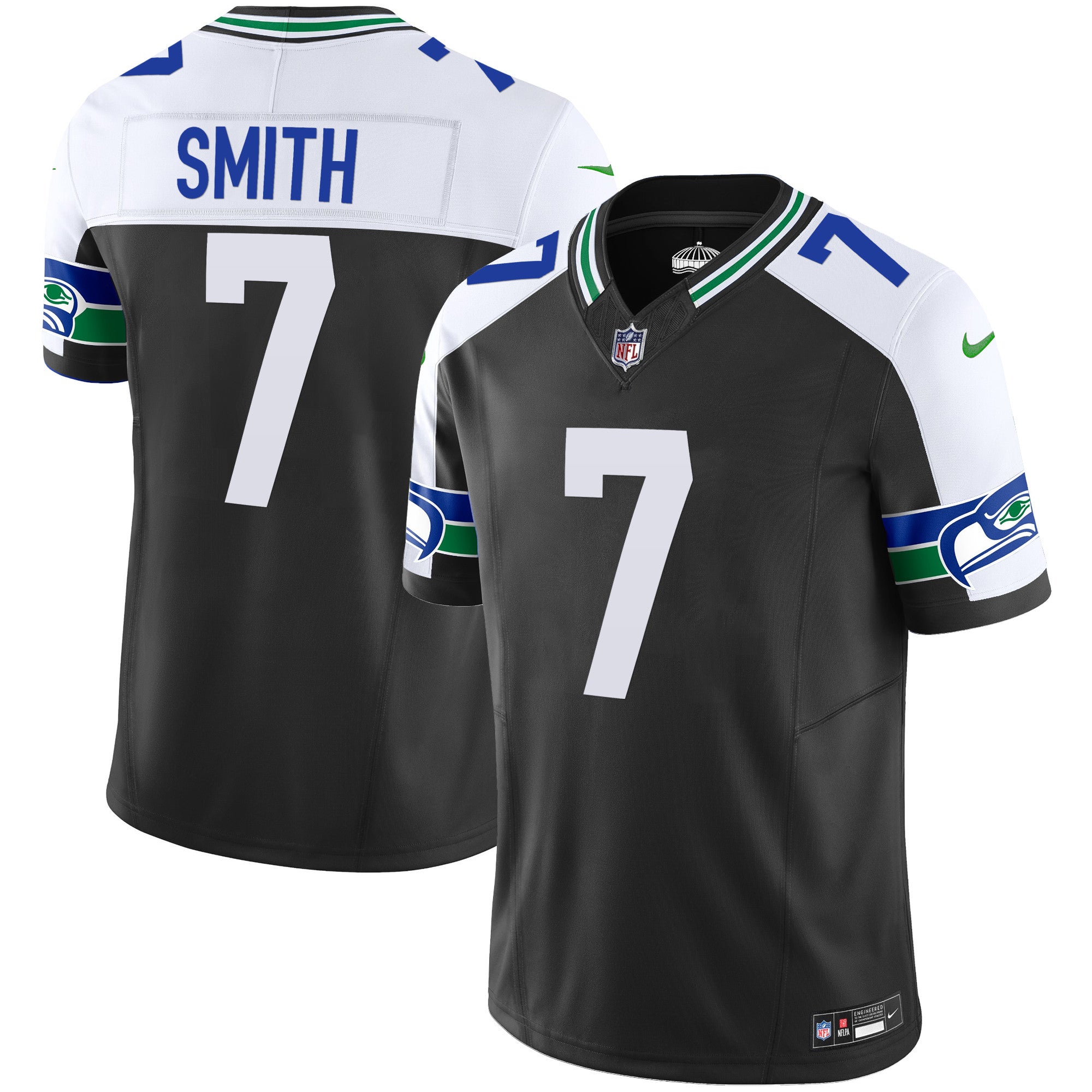 Men's Seattle Seahawks Throwback Vapor Limited Jersey - All Stitched - Black Alternate, Geno Smith