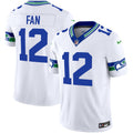 Men's Seattle Seahawks Throwback Vapor Limited Jersey V2 - All Stitched - White, 12Th Fan