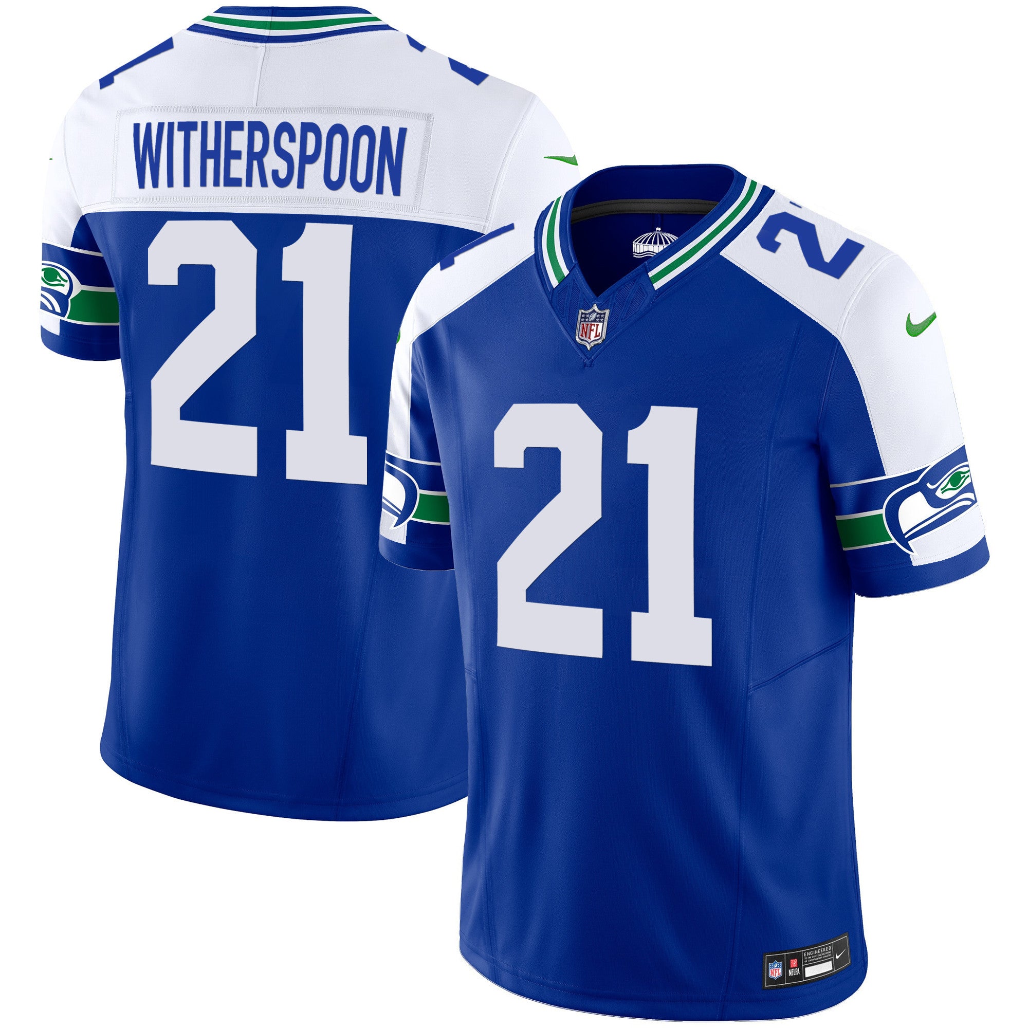 Men's Seattle Seahawks Throwback Vapor Limited Jersey V2 - All Stitched - Royal Alternate, Devon Witherspoon