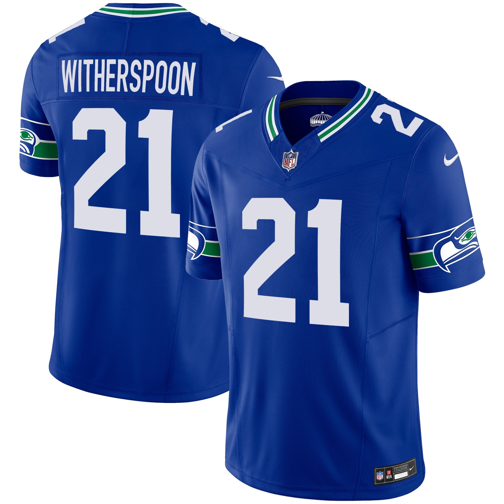 Men's Seattle Seahawks Throwback Vapor Limited Jersey V2 - All Stitched - Royal, Devon Witherspoon