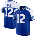 Men's Seattle Seahawks Throwback Vapor Limited Jersey V2 - All Stitched - Royal Alternate, 12Th Fan