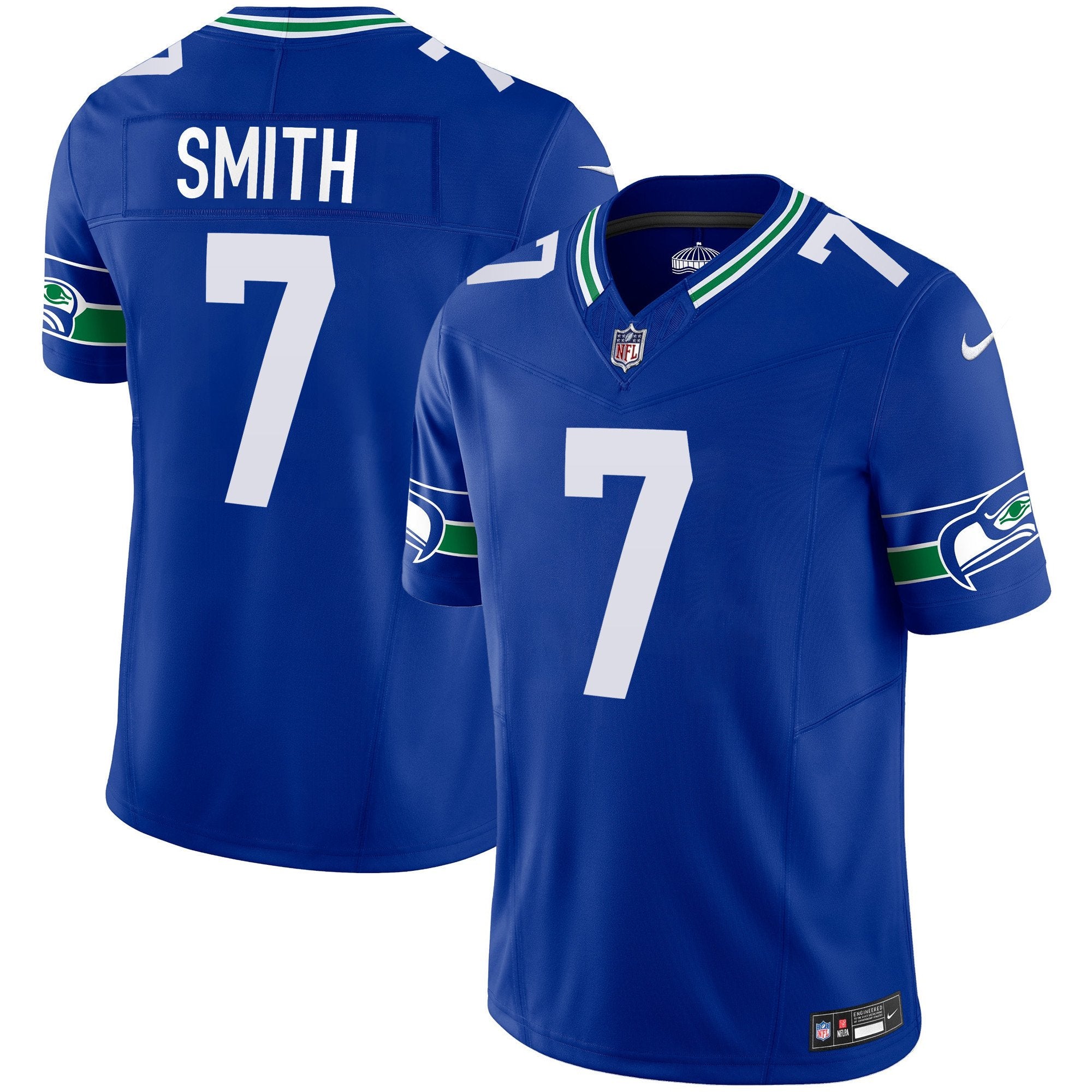 Men's Seattle Seahawks Throwback Vapor Limited Jersey V2 - All Stitched - Royal, Geno Smith