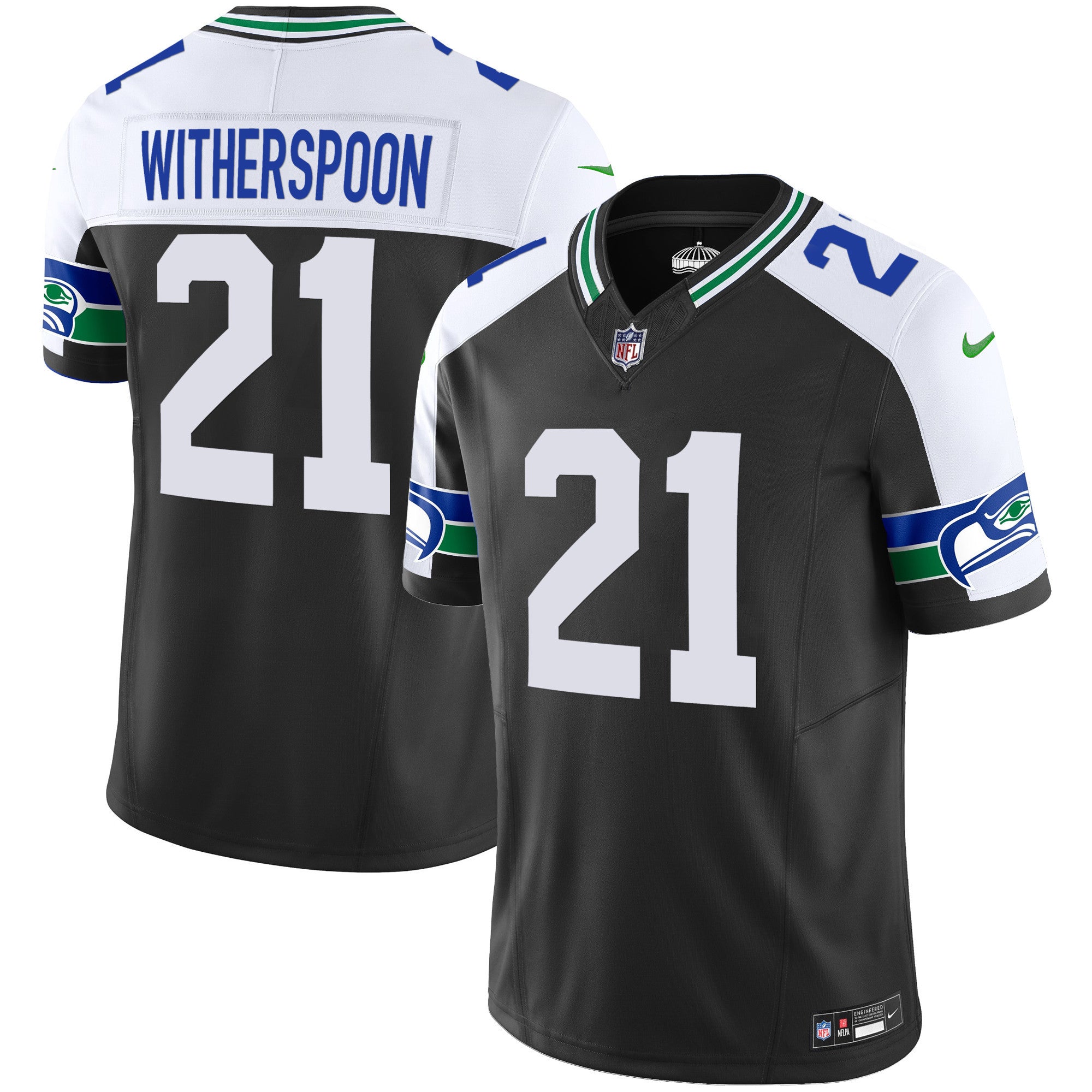 Men's Seattle Seahawks Throwback Vapor Limited Jersey V2 - All Stitched - Black Alternate, Devon Witherspoon