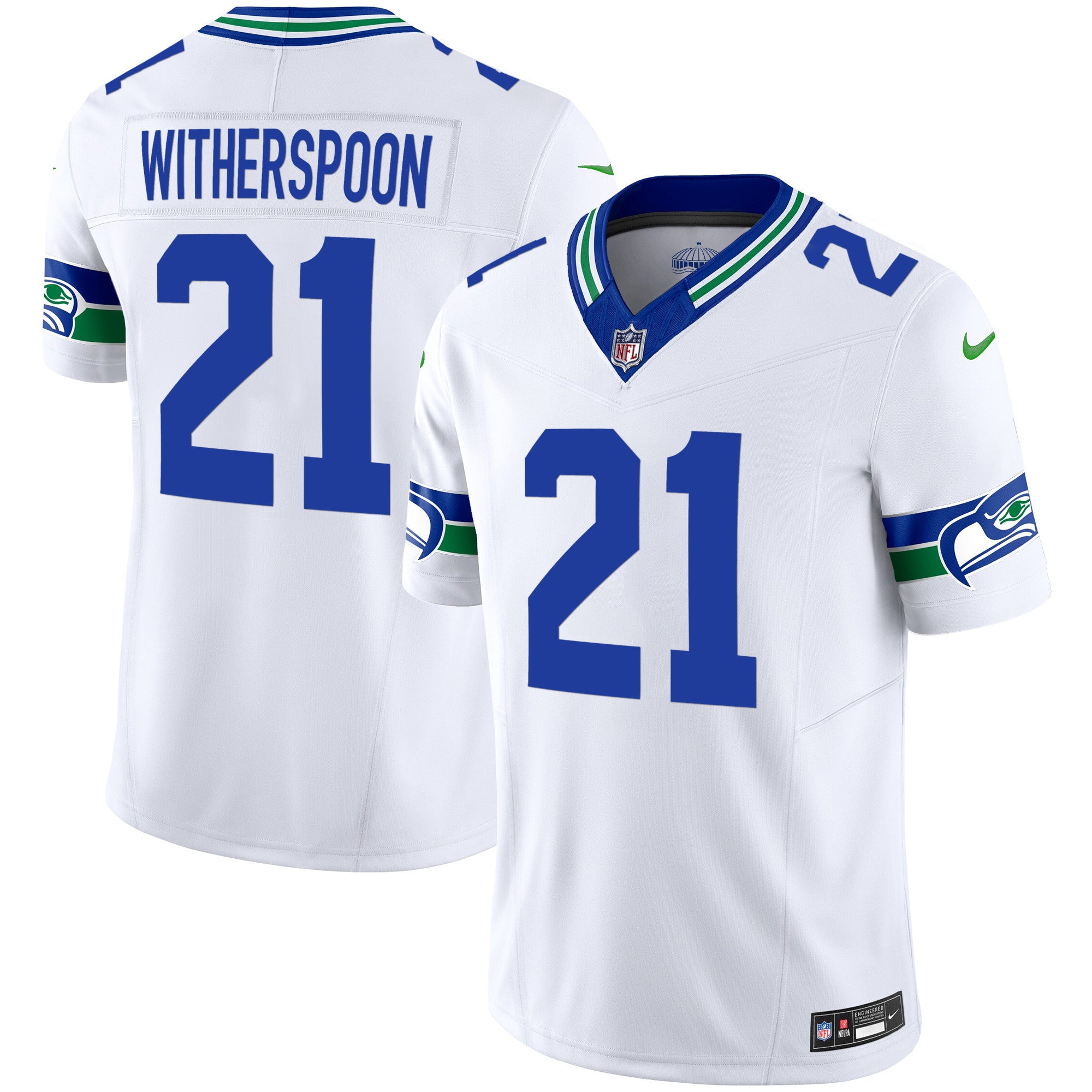 Men's Seattle Seahawks Throwback Vapor Limited Jersey V2 - All Stitched - White, Devon Witherspoon