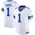 Men's Seattle Seahawks Throwback Vapor Limited Jersey V2 - All Stitched - White, Pete Carroll