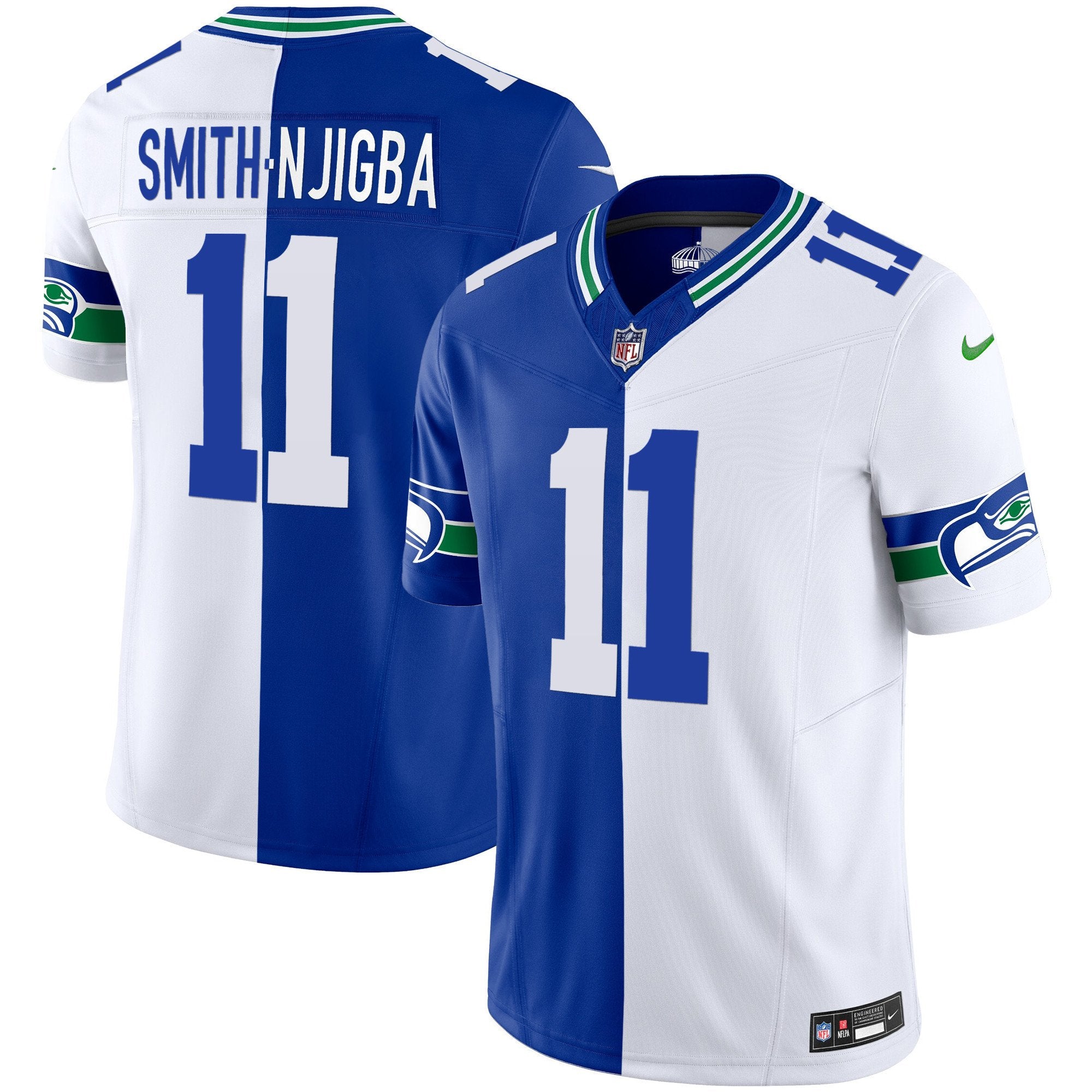 Men's Seattle Seahawks Throwback Vapor Limited Jersey V2 - All Stitched - Split, Smith-Njigba