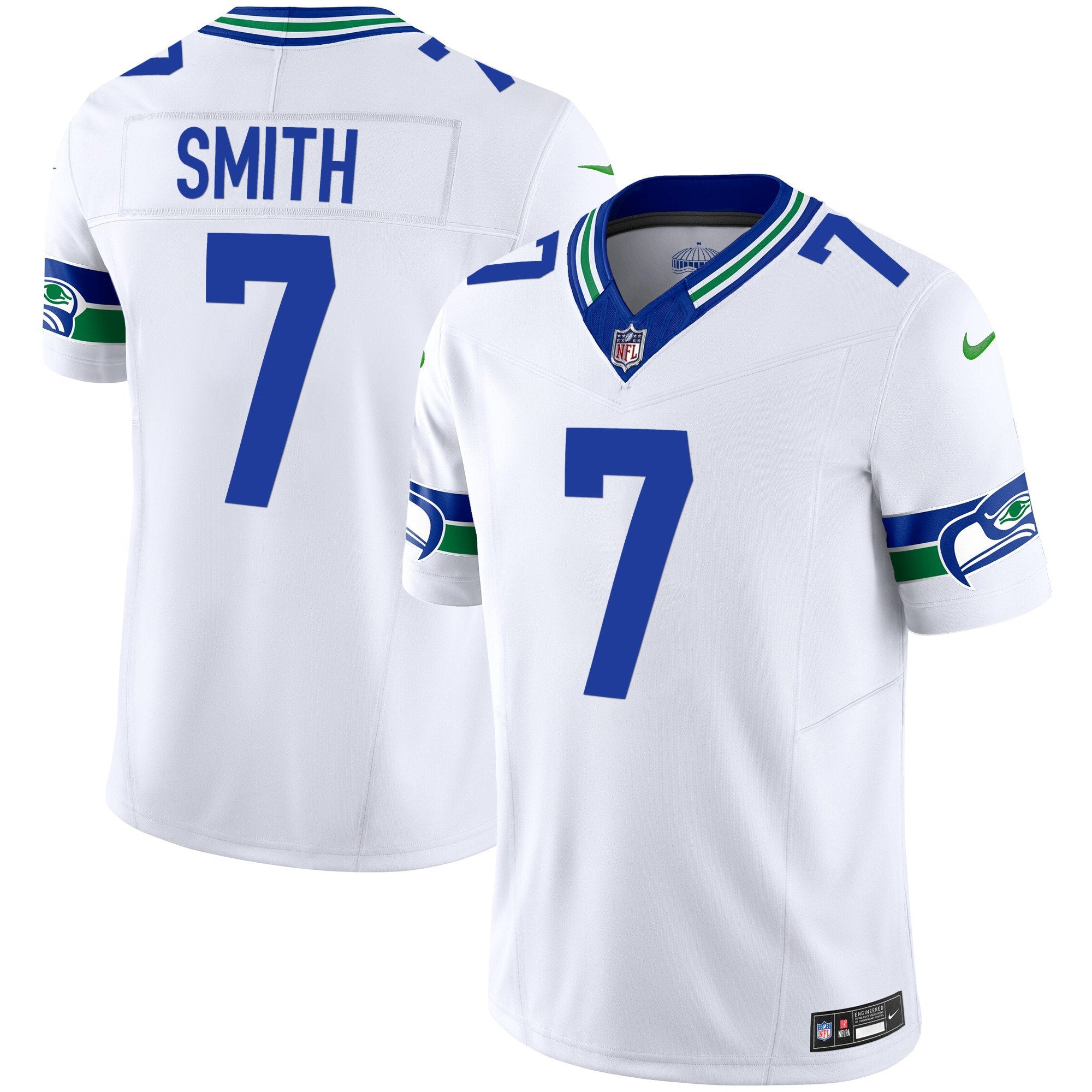 Men's Seattle Seahawks Throwback Vapor Limited Jersey V2 - All Stitched - White, Geno Smith