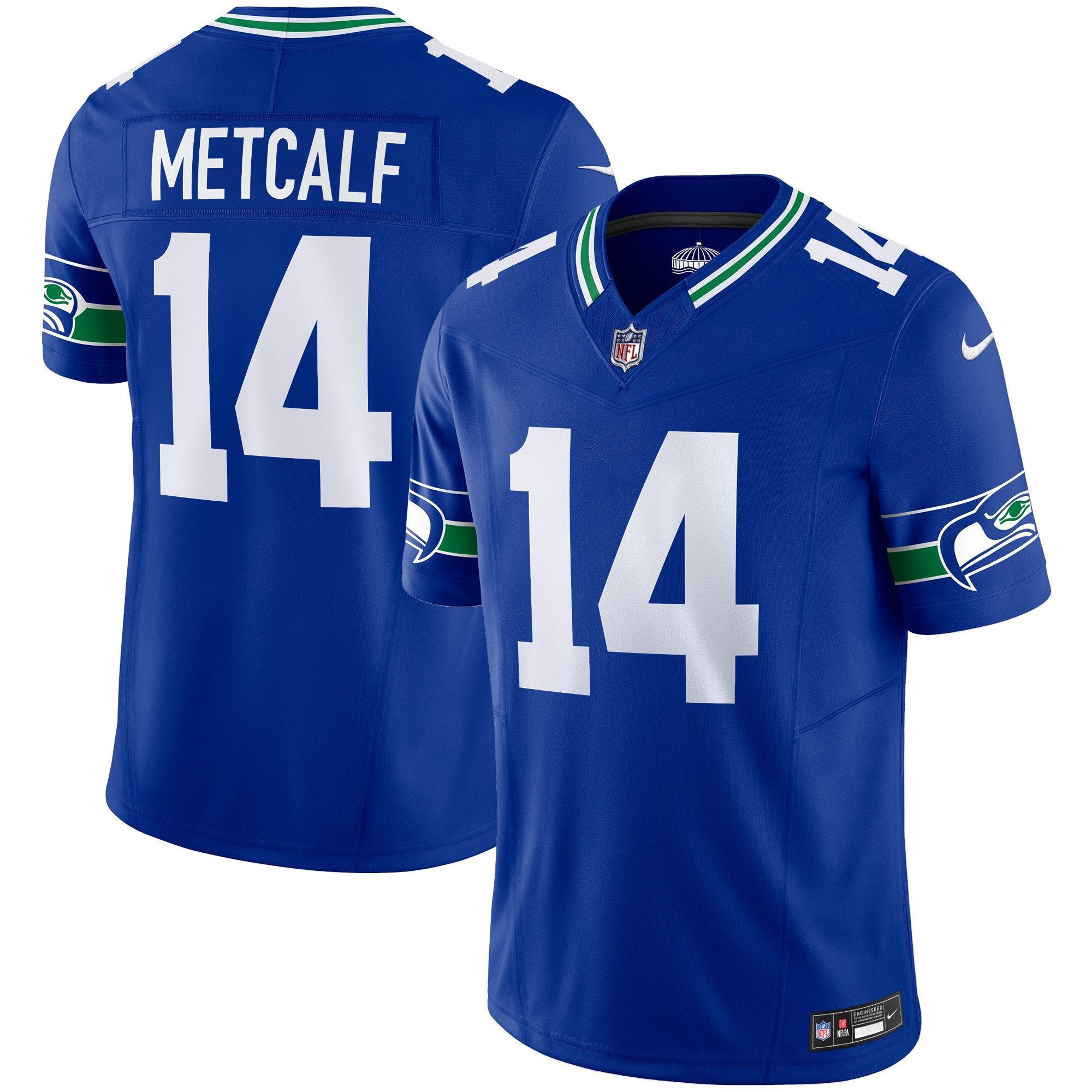Men's Seattle Seahawks Throwback Vapor Limited Jersey V2 - All Stitched - Royal, Dk Metcalf