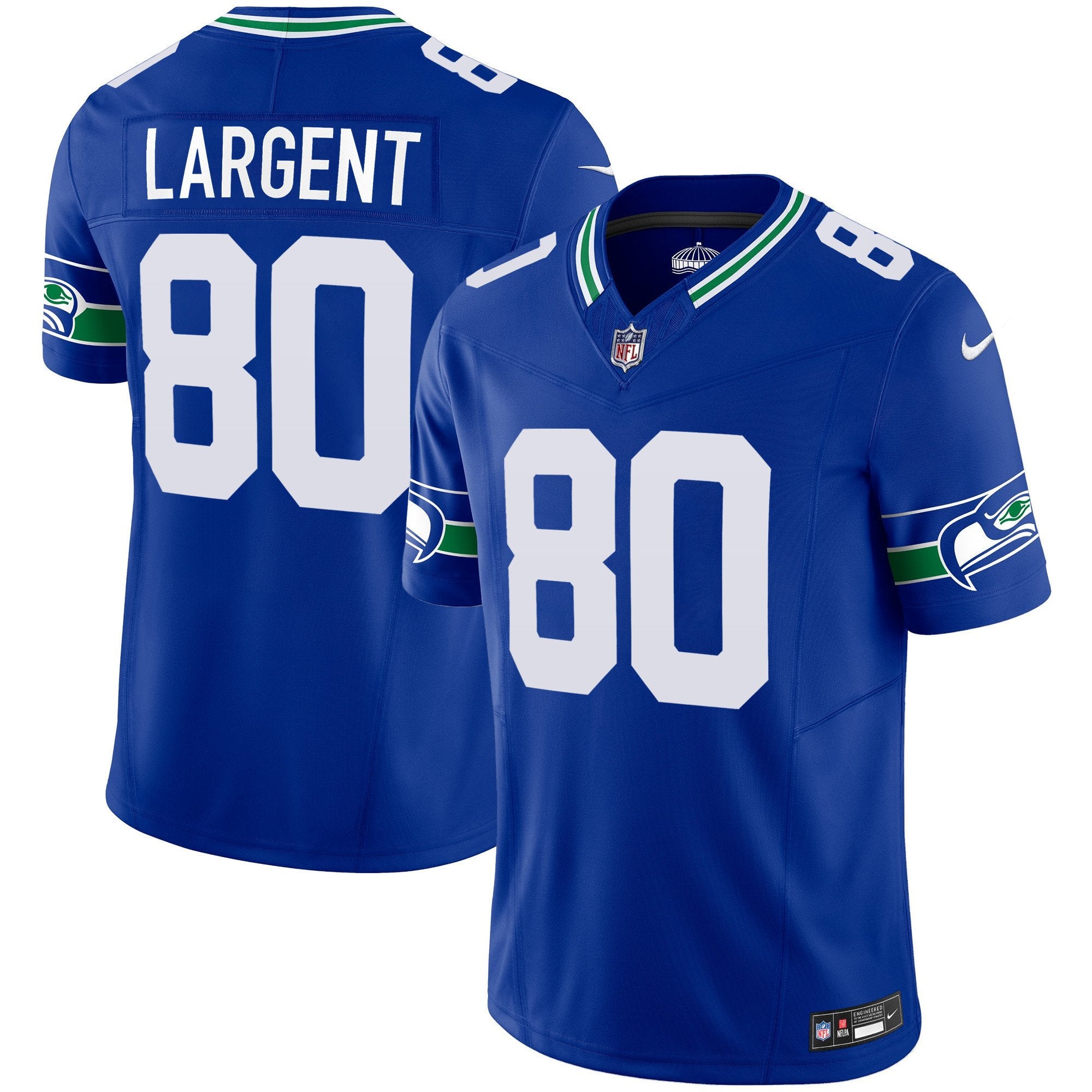 Men's Seattle Seahawks Throwback Vapor Limited Jersey V2 - All Stitched - Royal, Steve Largent