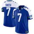 Men's Seattle Seahawks Throwback Vapor Limited Jersey V2 - All Stitched - Royal Alternate, Geno Smith