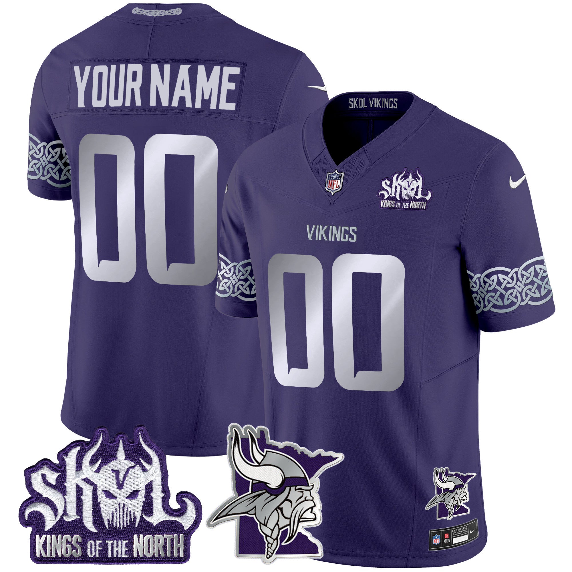 Minnesota Vikings 2024 Winter Warrior Skol Patch Vapor Limited Custom Jersey V2 - All Stitched - Men, Purple