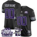 Minnesota Vikings 2024 Winter Warrior Skol Patch Vapor Limited Custom Jersey V2 - All Stitched - Men, Black