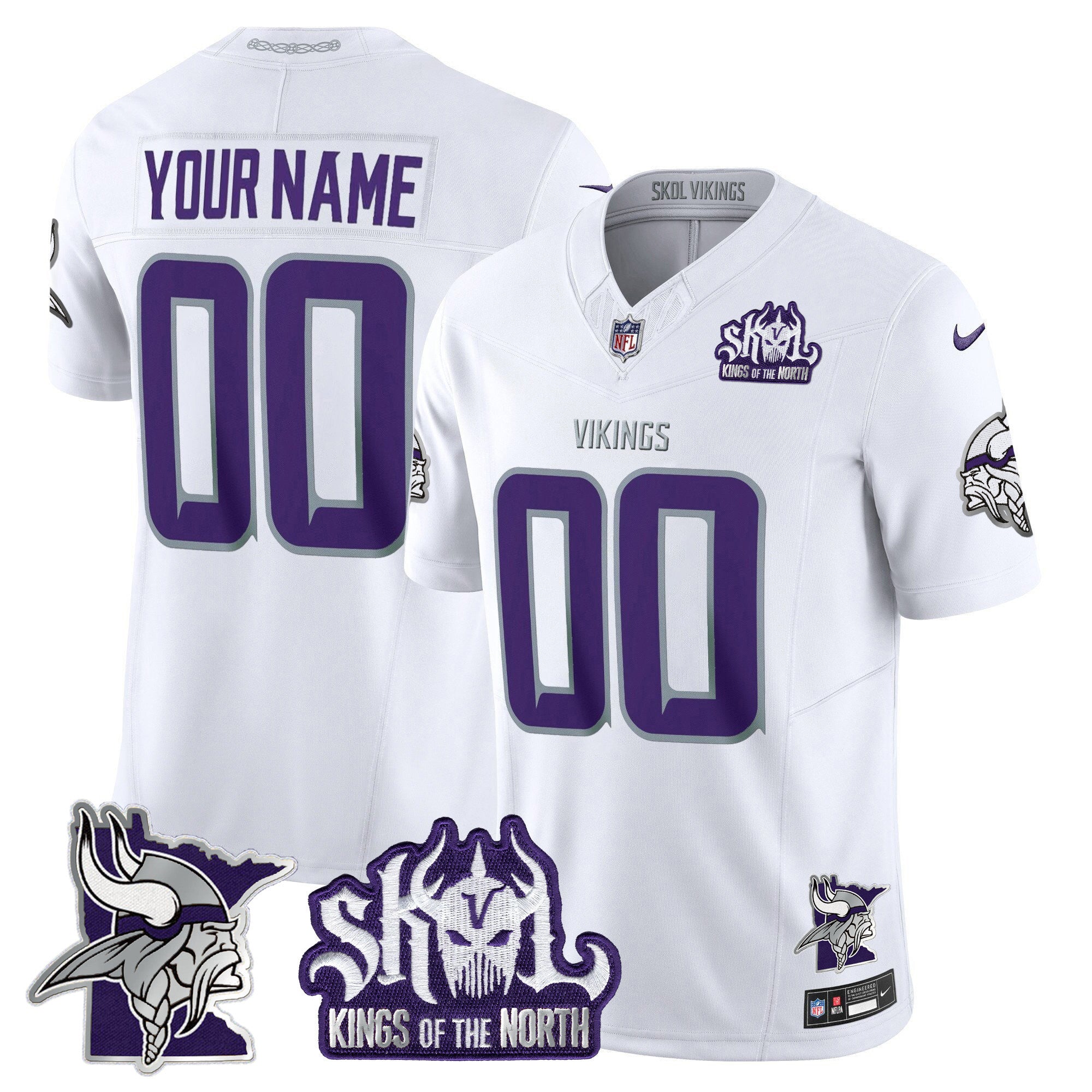 Minnesota Vikings Kings Of The North Patch Vapor Limited Custom Jersey V3 - All Stitched - Men, Winter Warrior