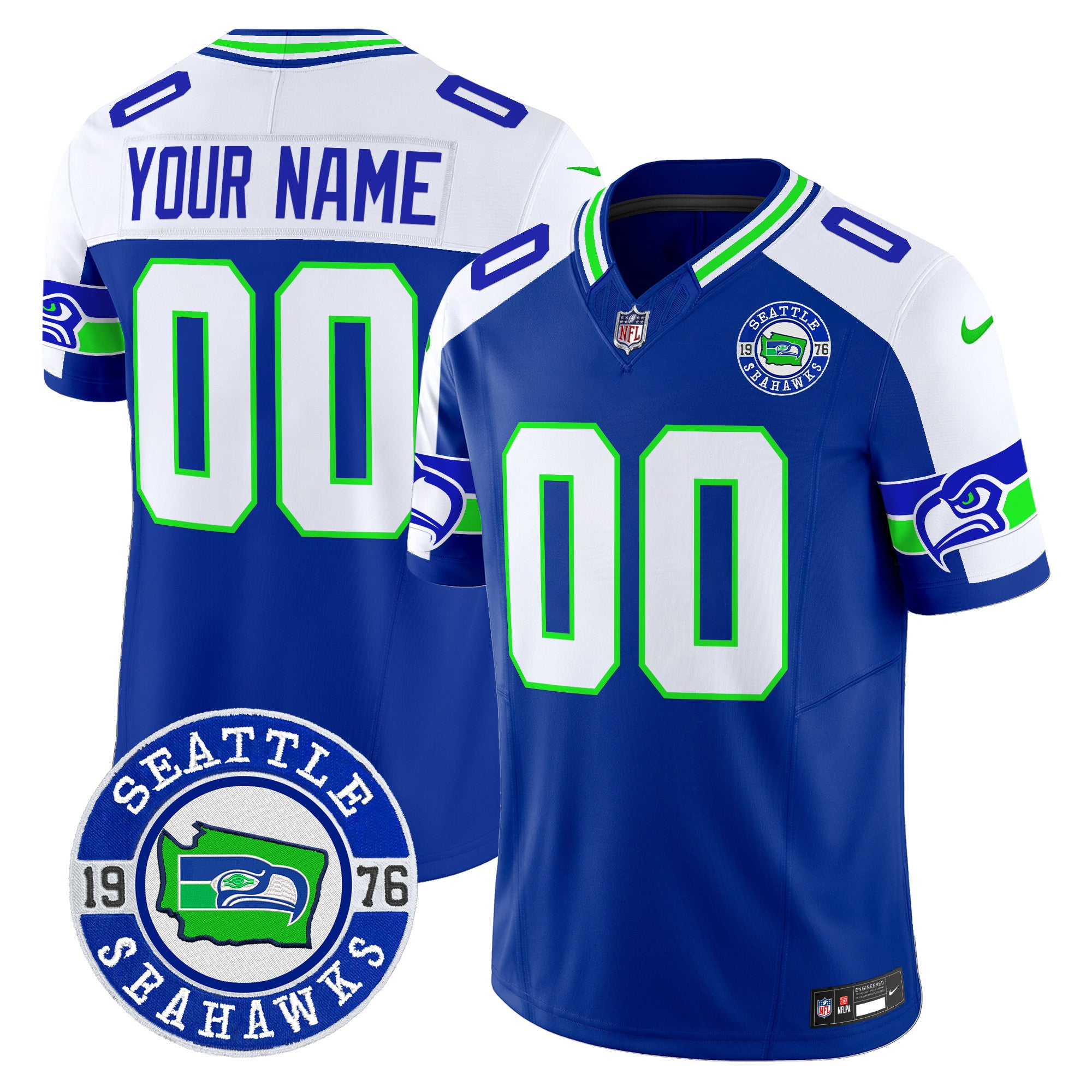 Seahawks 2025 Seattle Est. 1976 Patch Vapor Limited Custom Jersey - All Stitched - Men, Royal Alternate