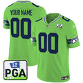 Seattle Seahawks PGA Patch Vapor Limited Custom Jersey - All Stitched - Youth, Green