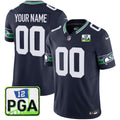Seattle Seahawks PGA Patch Vapor Limited Custom Jersey - All Stitched - Men, Navy