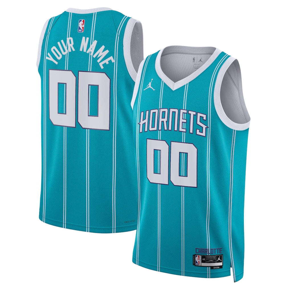 Charlotte Hornets Jordan Brand Unisex Swingman Custom Jersey Teal - Icon Edition