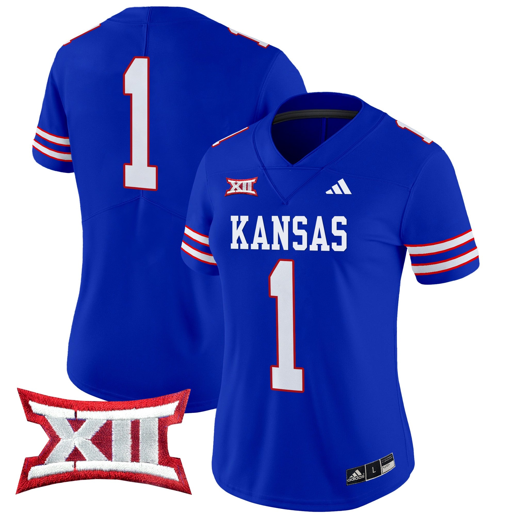 Women's Kansas Jayhawks 2024 Vapor Limited Jersey V2 - All Stitched - Royal, #1 Team