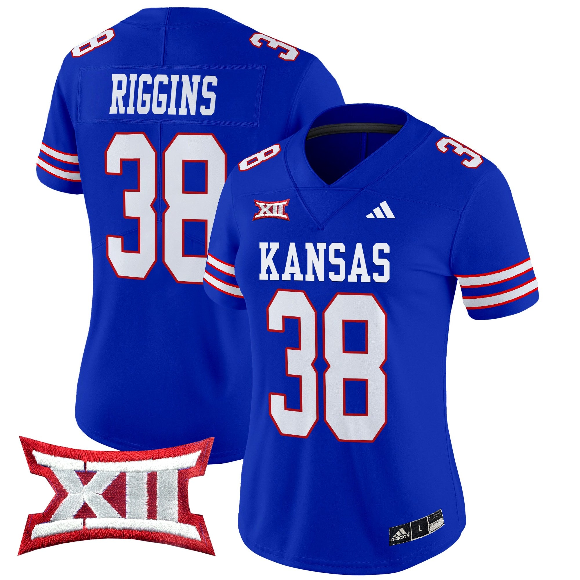 Women's Kansas Jayhawks 2024 Vapor Limited Jersey V2 - All Stitched - Royal, John Riggins