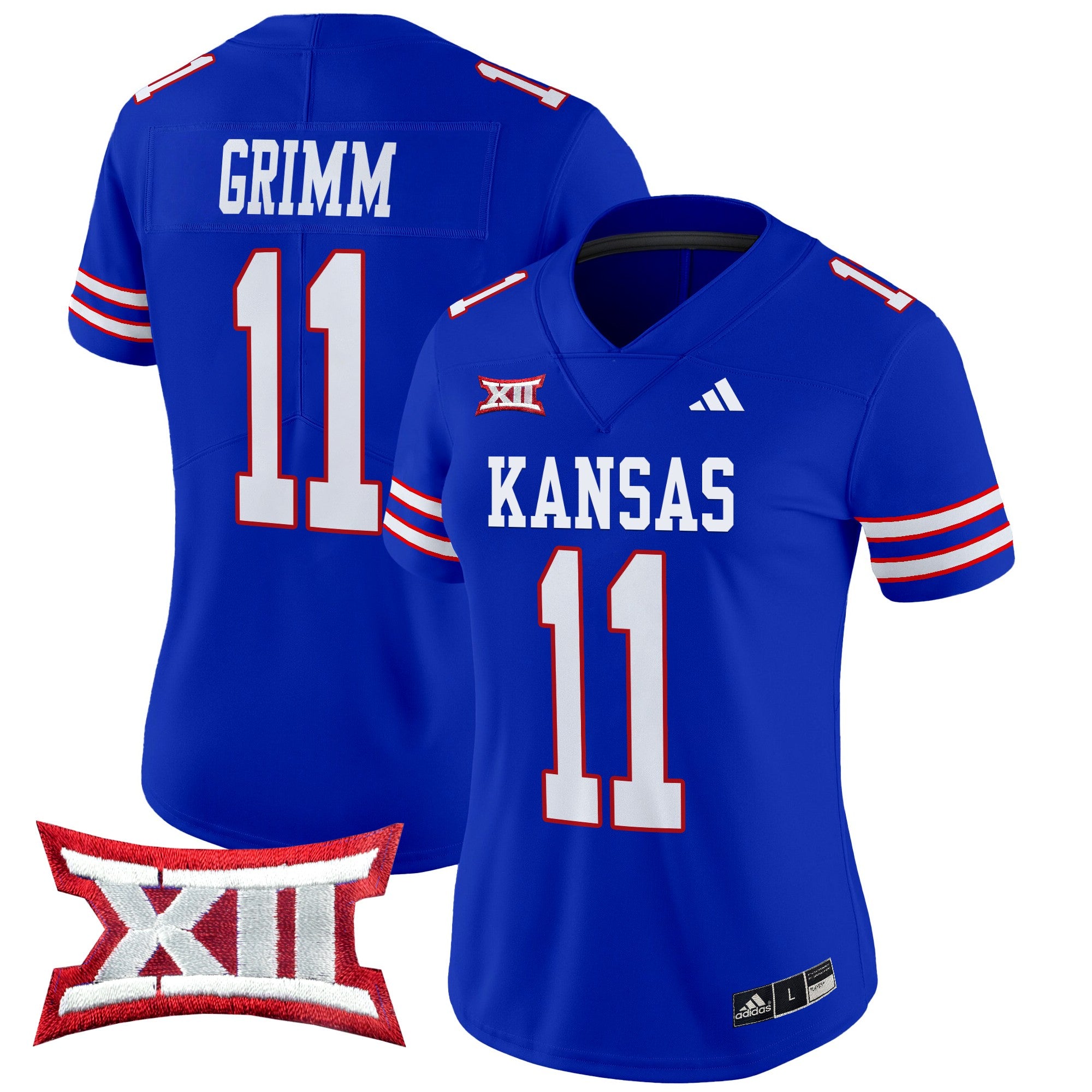 Women's Kansas Jayhawks 2024 Vapor Limited Jersey V2 - All Stitched - Royal, Luke Grimm