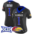 Women's Kansas Jayhawks 2024 Vapor Limited Jersey V2 - All Stitched - Black, JB Brown