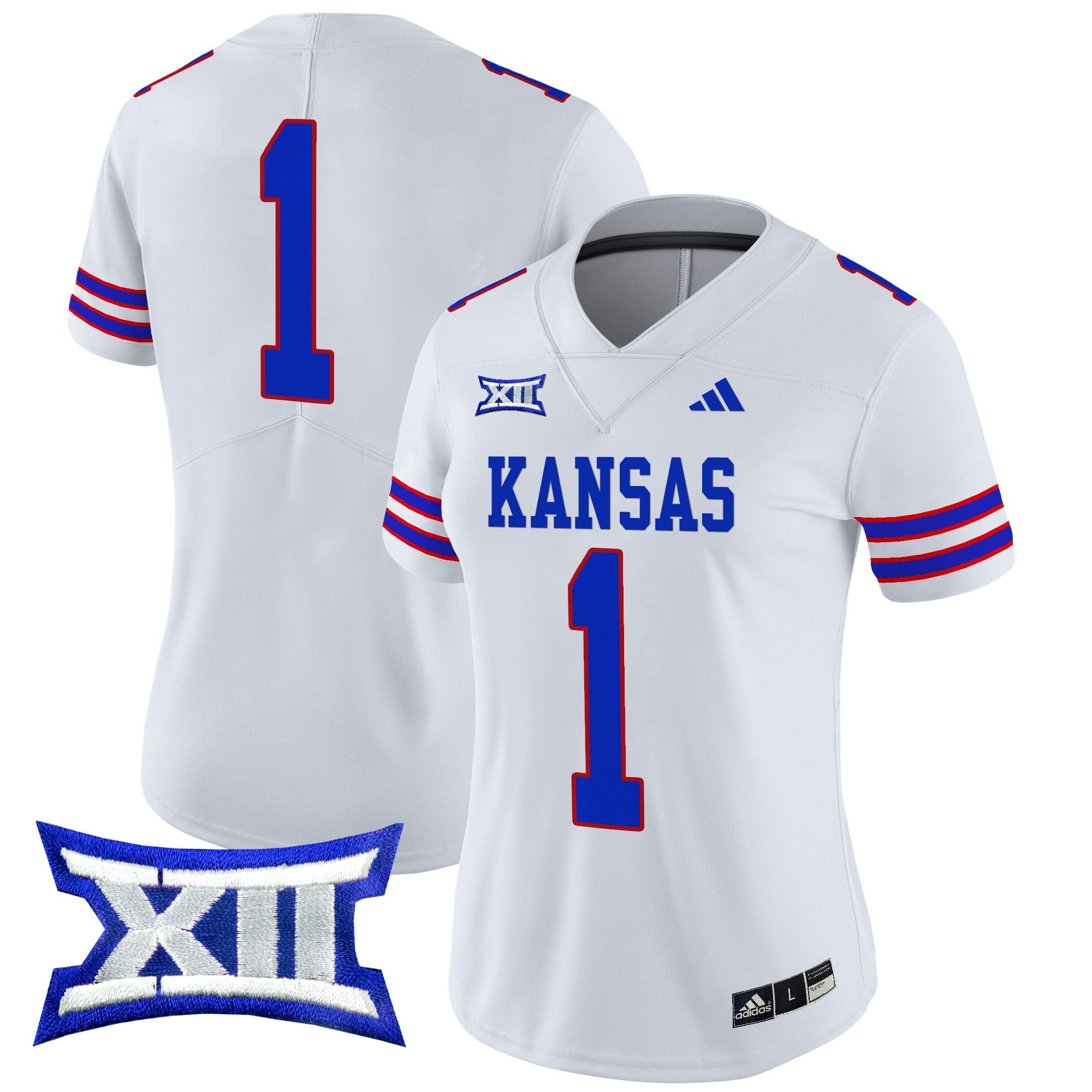 Women's Kansas Jayhawks 2024 Vapor Limited Jersey V2 - All Stitched - White, #1 Team