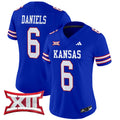 Women's Kansas Jayhawks 2024 Vapor Limited Jersey V2 - All Stitched - Royal, Jalon Daniels