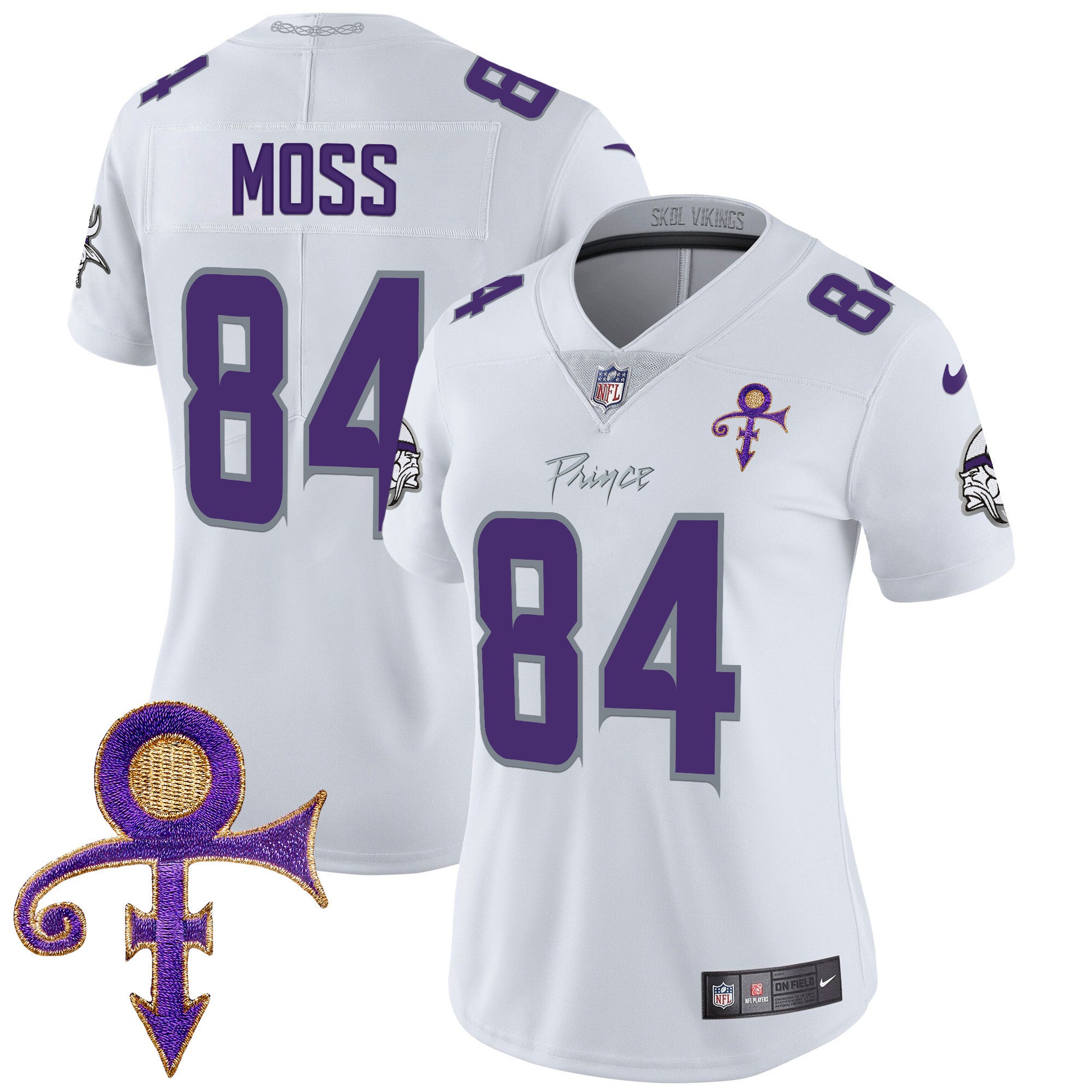 Women's Minnesota Vikings 2024 Prince Vapor Limited Jersey - All Stitched - White Limited, Randy Moss