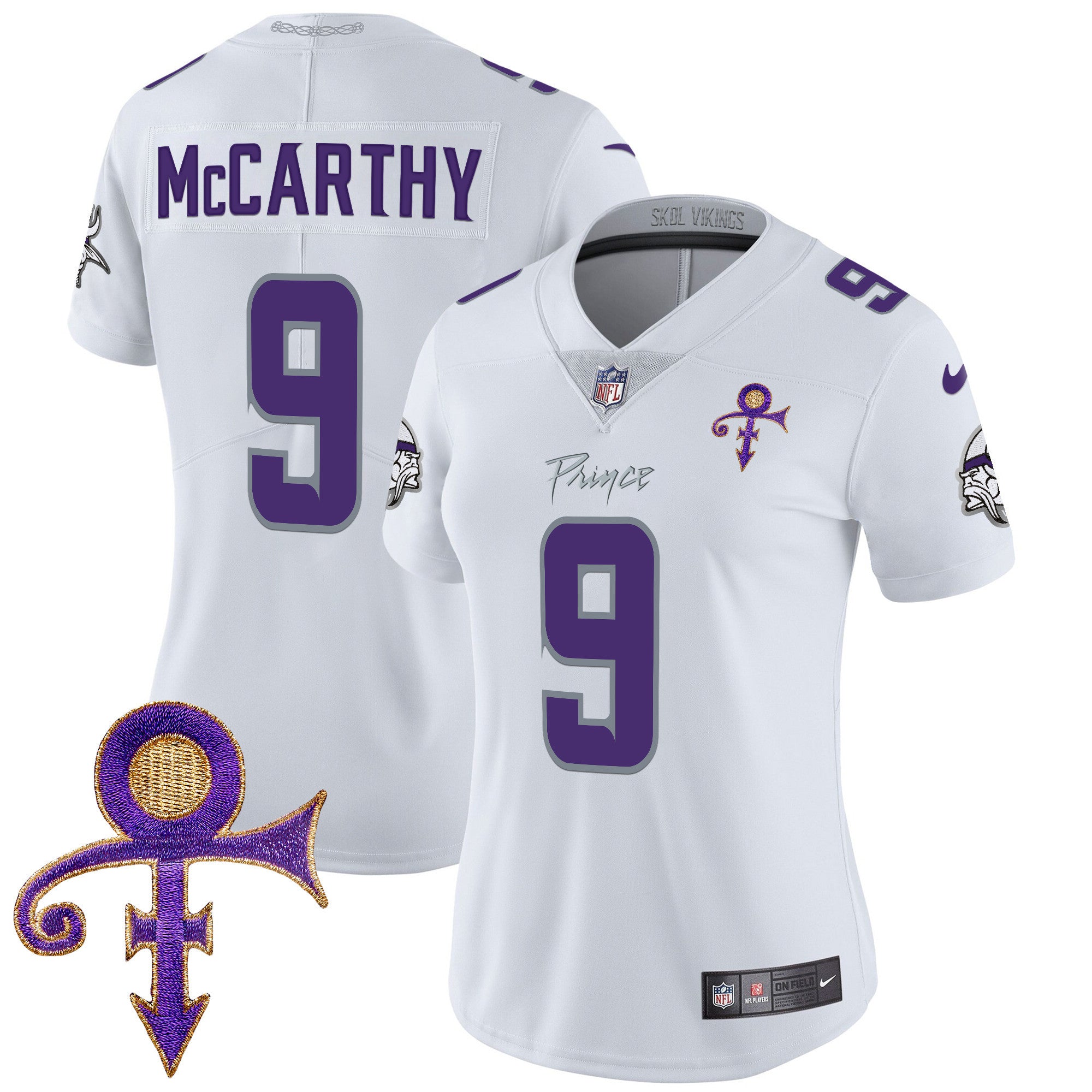 Women's Minnesota Vikings 2024 Prince Vapor Limited Jersey - All Stitched - White Limited, J.J. McCarthy