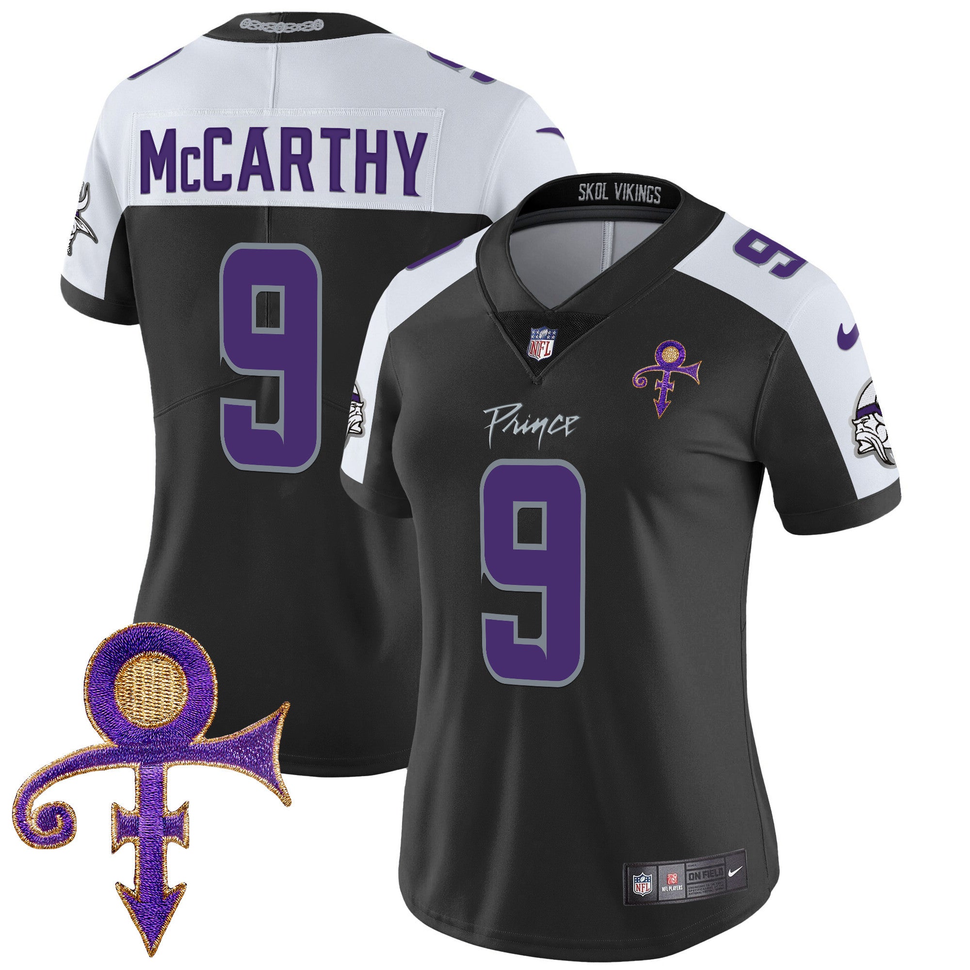 Women's Minnesota Vikings 2024 Prince Vapor Limited Jersey - All Stitched - Black Alternate, J.J. McCarthy