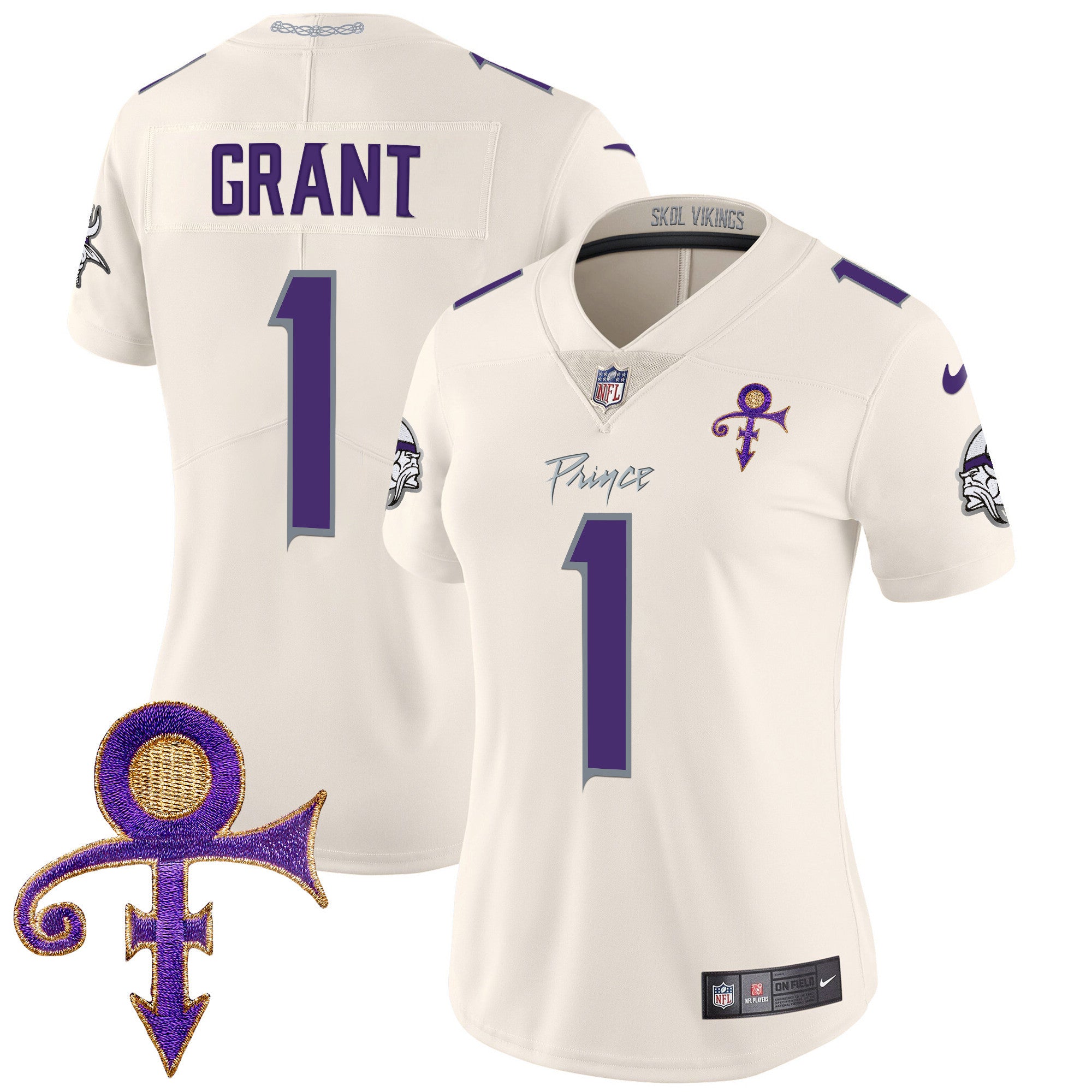 Women's Minnesota Vikings 2024 Prince Vapor Limited Jersey - All Stitched - Cream, Bud Grant