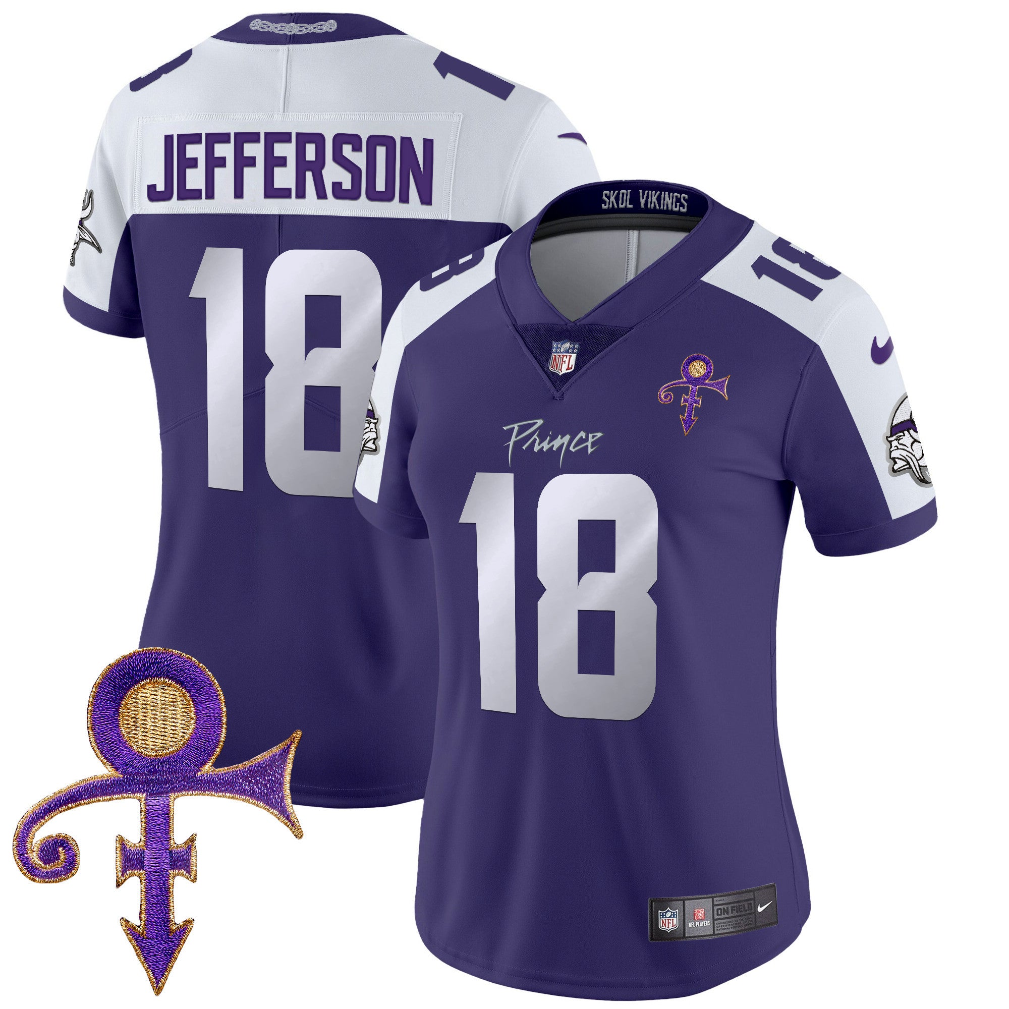 Women's Minnesota Vikings 2024 Prince Vapor Limited Jersey - All Stitched - Purple Alternate, Justin Jefferson