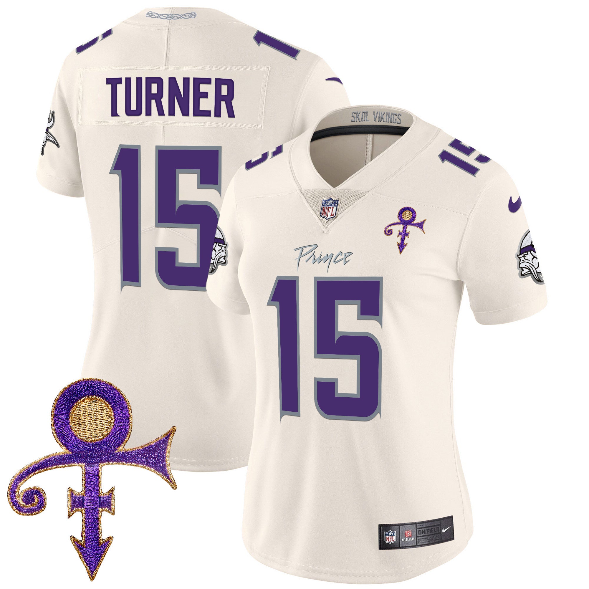 Women's Minnesota Vikings 2024 Prince Vapor Limited Jersey - All Stitched - Cream, Dallas Turner