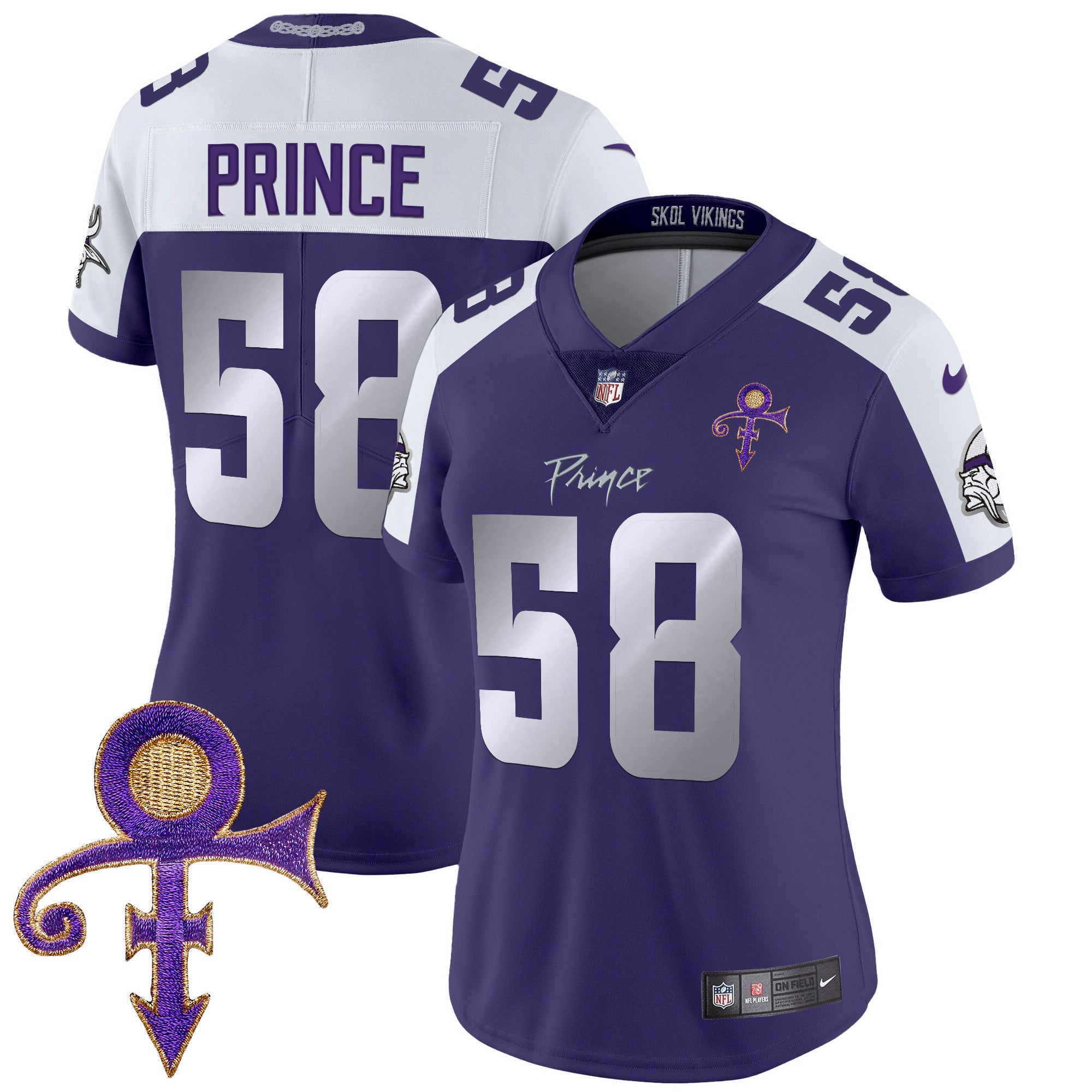 Women's Minnesota Vikings 2024 Prince Vapor Limited Jersey - All Stitched - Purple Alternate, Prince 1958