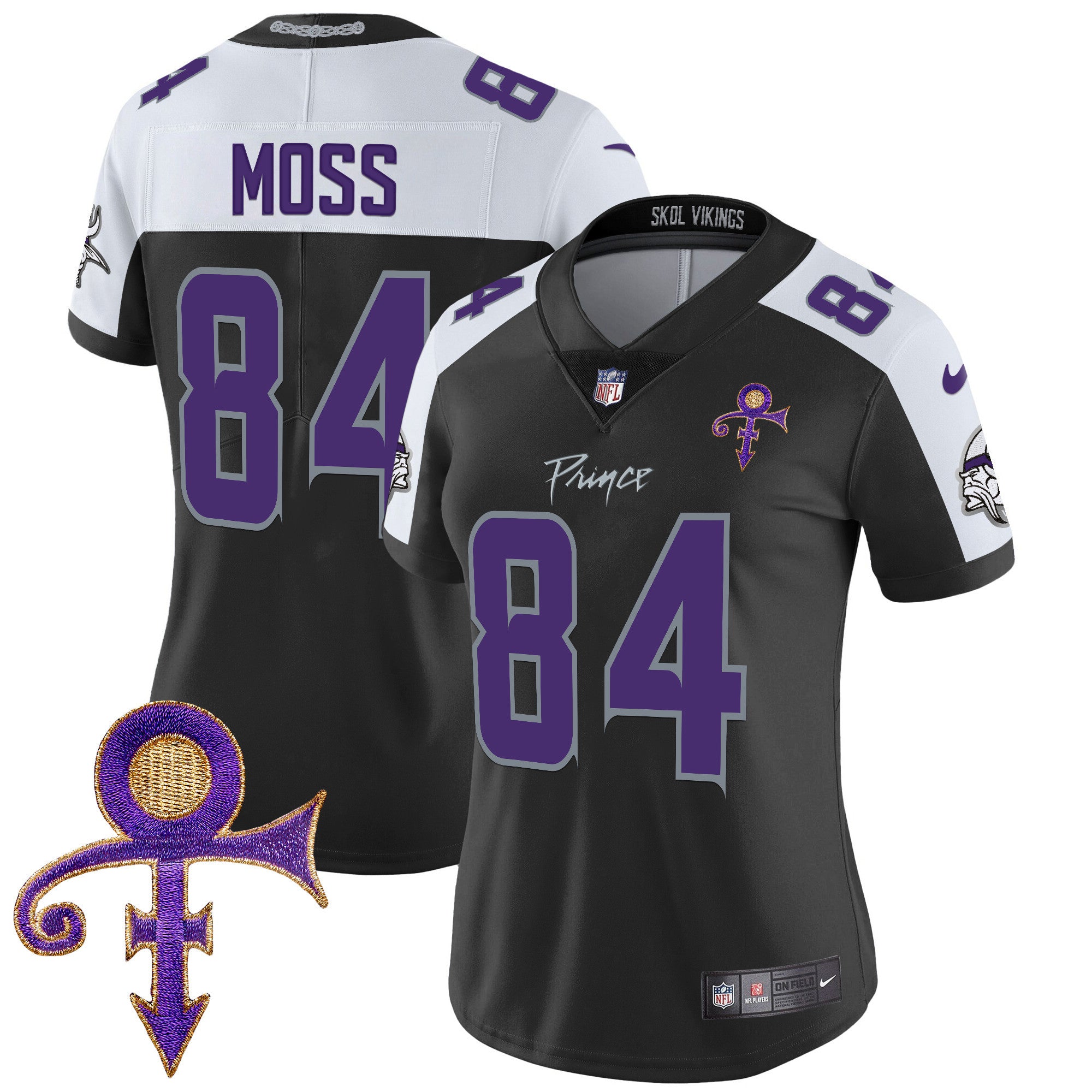 Women's Minnesota Vikings 2024 Prince Vapor Limited Jersey - All Stitched - Black Alternate, Randy Moss