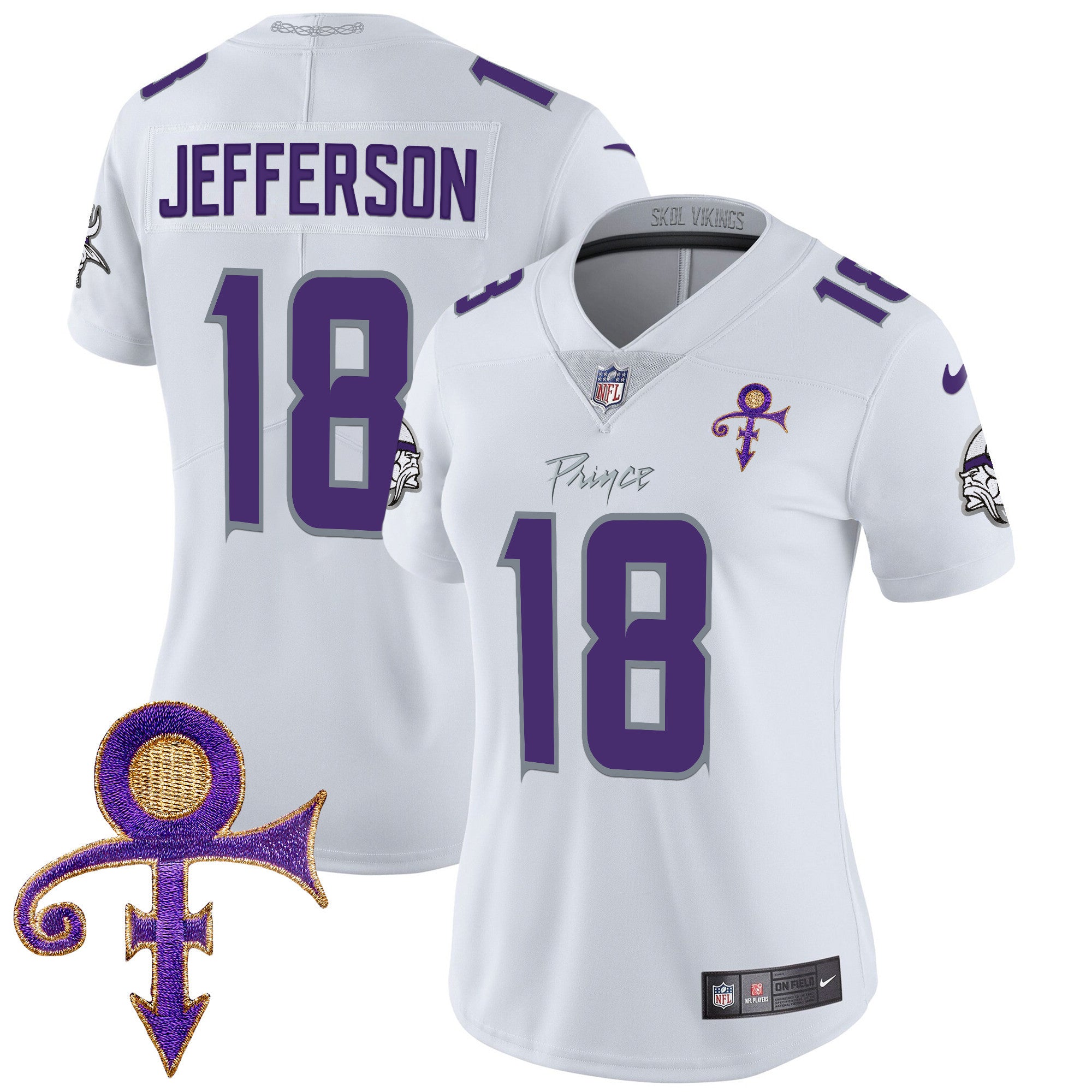 Women's Minnesota Vikings 2024 Prince Vapor Limited Jersey - All Stitched - White Limited, Justin Jefferson