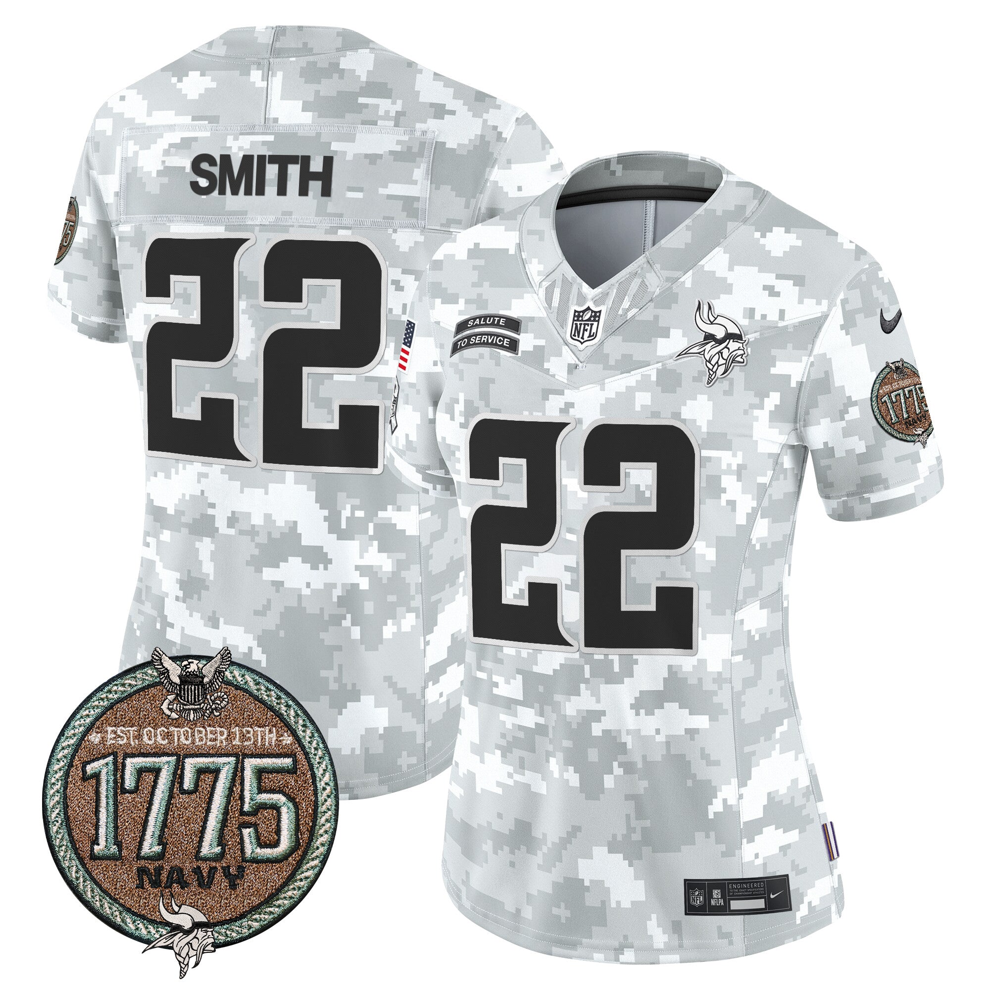 Women's Minnesota Vikings 2024 Salute to Service Establishment Year Patch Vapor Limited Jersey - All Stitched - Navy, Harrison Smith