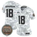 Women's Minnesota Vikings 2024 Salute to Service Establishment Year Patch Vapor Limited Jersey - All Stitched - Air Force, Justin Jefferson