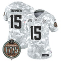 Women's Minnesota Vikings 2024 Salute to Service Establishment Year Patch Vapor Limited Jersey - All Stitched - Army, Dallas Turner