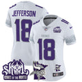 Women's Minnesota Vikings 2024 Winter Warrior Skol Patch Vapor Limited Jersey V2 - All Stitched - White, Justin Jefferson