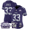 Women's Minnesota Vikings 2024 Winter Warrior Skol Patch Vapor Limited Jersey V2 - All Stitched - Purple, Aaron Jones
