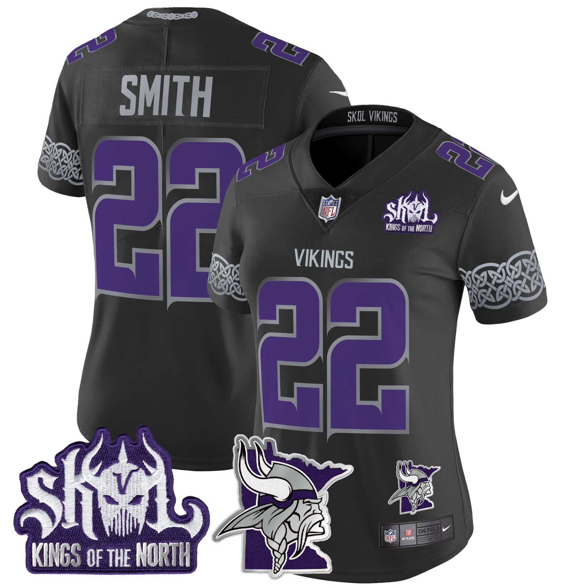 Women's Minnesota Vikings 2024 Winter Warrior Skol Patch Vapor Limited Jersey V2 - All Stitched - Black, Harrison Smith