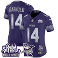 Women's Minnesota Vikings 2024 Winter Warrior Skol Patch Vapor Limited Jersey V2 - All Stitched - Purple, Sam Darnold