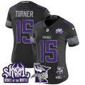 Women's Minnesota Vikings 2024 Winter Warrior Skol Patch Vapor Limited Jersey V2 - All Stitched - Black, Dallas Turner
