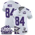Women's Minnesota Vikings 2024 Winter Warrior Skol Patch Vapor Limited Jersey V2 - All Stitched - White, Randy Moss