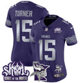 Women's Minnesota Vikings 2024 Winter Warrior Skol Patch Vapor Limited Jersey V2 - All Stitched - Purple, Dallas Turner