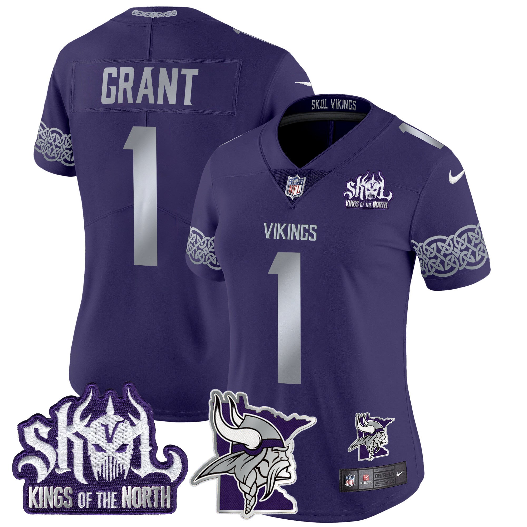 Women's Minnesota Vikings 2024 Winter Warrior Skol Patch Vapor Limited Jersey V2 - All Stitched - Purple, Bud Grant
